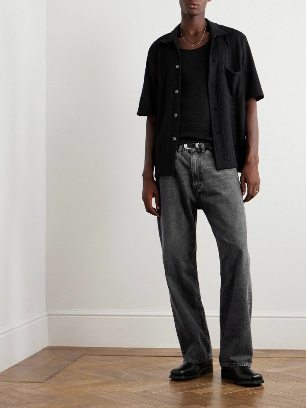 Our Legacy Third Cut Jeans Relaxed Straight Leg Washed Black Denim 30/28